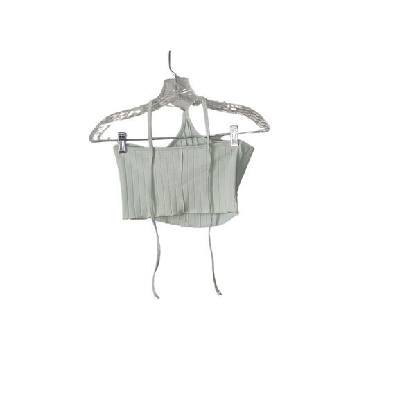 Le Lis Blue Ribbed Halter Crop Top Women’s Small – Y2K Tie Back Summer Tank - Picture 5 of 5